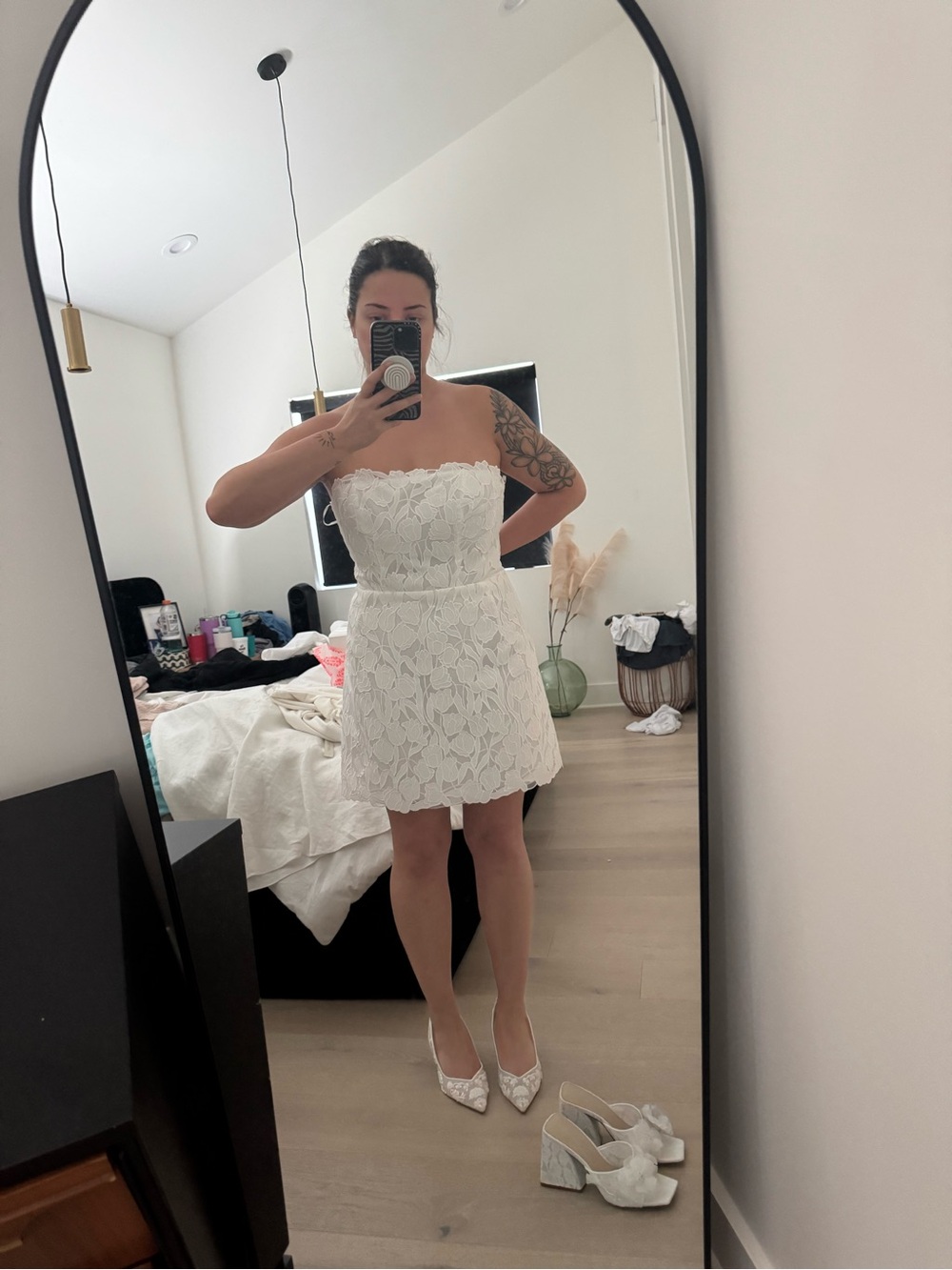 Jenny Yoo Amanda Little White Lace Mini Dress